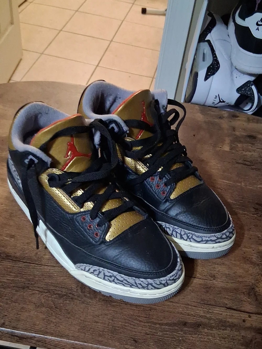 Jordan Men's Sneakers - Black, Gold & Red Accents
